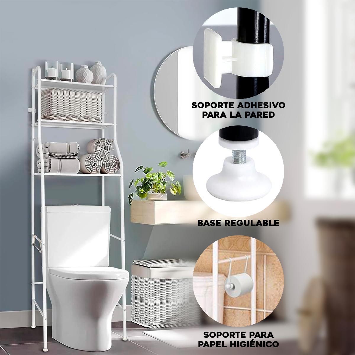 Miniatura 5 de Organizador Baño Estante Inodoro 8813